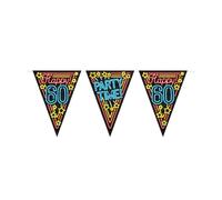 PD-Party 7012910 Neón Banderines de Fiesta Decoración - Happy 60, Multicolor, Festivo, Party Time, Neón, Bunting, 1000cm Longitud x 30cm Ancho x 0.1cm Altura