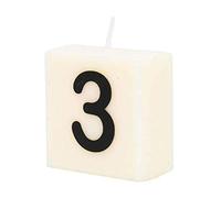 PD-Party 7040003 Vela de Número tipo Scrabble | Fiesta | Decoraciones | Ambiente - 3, Crema/Negro, 4cm Longitud x 4cm Ancho x 2cm Altura