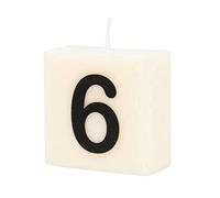 PD-Party 7040006 Vela de Número tipo Scrabble | Fiesta | Decoraciones | Ambiente - 6, Crema/Negro, 4cm Longitud x 4cm Ancho x 2cm Altura