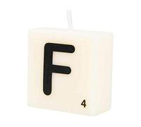 PD-Party 7040016 Vela de Letra tipo Scrabble | Fiesta | Decoraciones | Ambiente - F, Crema/Negro, 4cm Longitud x 4cm Ancho x 2cm Altura
