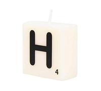 PD-Party 7040018 Vela de Letra tipo Scrabble | Fiesta | Decoraciones | Ambiente - H, Crema/Negro, 4cm Longitud x 4cm Ancho x 2cm Altura