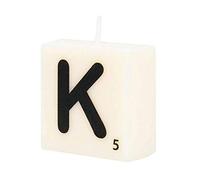 PD-Party 7040021 Vela de Letra tipo Scrabble | Fiesta | Decoraciones | Ambiente - K, Crema/Negro, 4cm Longitud x 4cm Ancho x 2cm Altura