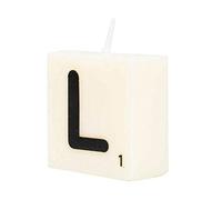 PD-Party 7040022 Vela de Letra tipo Scrabble | Fiesta | Decoraciones | Ambiente - L, Crema/Negro, 4cm Longitud x 4cm Ancho x 2cm Altura