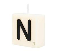 PD-Party 7040024 Vela de Letra tipo Scrabble | Fiesta | Decoraciones | Ambiente - N, Crema/Negro, 4cm Longitud x 4cm Ancho x 2cm Altura