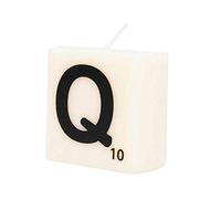 PD-Party 7040027 Vela de Letra tipo Scrabble | Fiesta | Decoraciones | Ambiente - Q, Crema/Negro, 4cm Longitud x 4cm Ancho x 2cm Altura