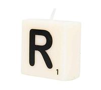 PD-Party 7040028 Vela de Letra tipo Scrabble | Fiesta | Decoraciones | Ambiente - R, Crema/Negro, 4cm Longitud x 4cm Ancho x 2cm Altura