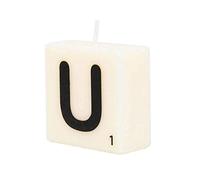PD-Party 7040031 Vela de Letra tipo Scrabble | Fiesta | Decoraciones | Ambiente - U, Crema/Negro, 4cm Longitud x 4cm Ancho x 2cm Altura
