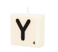 PD-Party 7040035 Vela de Letra tipo Scrabble | Fiesta | Decoraciones | Ambiente - Y, Crema/Negro, 4cm Longitud x 4cm Ancho x 2cm Altura
