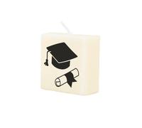 PD-Party 7040044 Vela de graduación tipo Scrabble | Fiesta | Decoraciones | Ambiente - Graduate, Crema/Negro, 4cm Longitud x 4cm Ancho x 2cm Altura