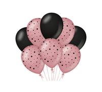 PD-Party - Globos Cumpleaños - Globos para Cumpleaños - Decoración Cumpleaños - Decoración - Decoración Fiesta Rosa & Negro - Cumpleaños Niño & Niña - 30 x 30 cm - 8 piezas
