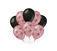 PD-Party - Globos Feliz Cumpleaños - Globos para Cumpleaños - Decoración Cumpleaños - Decoración Feliz Cumpleaños - Fiesta Rosa Negro - 18 Cumpleaños Niño & Niña - 30x30 cm - 8 piezas