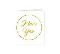 PD-Party Juego de 6 tarjetas blancas doradas - I Love You