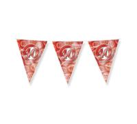 PD-Party- Línea de Bandera de lámina Foil Bunting, Color rojo, 1000 x 30 x 0.1 cm (7031036)
