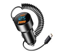 PD QC 3.0 Car Charger, 100 W Car Charger, Retractable Charging Cord, Fast Car Charger, 6,5 x 2,7 x 2 cm, / 2,55 x 1.06 x 1.78 in, Retractable C Car Charging Adapter for Laptops