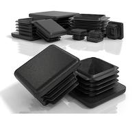 PD® Tapones laminares 45x45mm para tubo cuadrado | Tapones cuadrados de plástico PE | Tapones para tubos de acero, acero inoxidable, aluminio y perfiles de aluminio | Tapones cuadrados negros | 10 pts