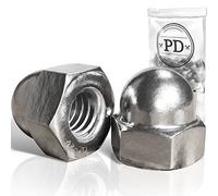 PD® Tuerca Borgne Inox M10 (DIN 1587) | Tuercas Borgne Hexagonal de acero inoxidable A2 V2A | Tuerca de acero inoxidable para tornillos, tornillos roscados y varillas roscadas | Tuercas protectoras |