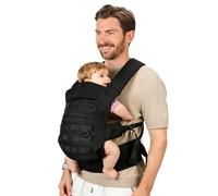 PDBEST Portabebés para recién nacidos y niños pequeños - Ergonómico para bebés de 3,2 a 15 kg, portabebés de cadera fácilmente ajustable, fácil de poner, soporte lumbar reforzado. Color negro.