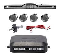 PDC Sensor Aparcamiento Sistema De Sensor Estacionamiento LED Retroiluminación Monitor Kit Pantalla Asistente Detector Respaldo 4 Sondas(Gray)