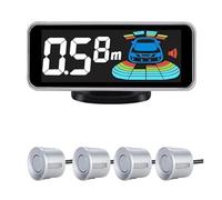 PDC Sensor Estacionamiento Kit Sensores Aparcamiento Retroiluminación Parktronic Sistema Pantalla LED Monitor Respaldo Asistente Detección Alarma 4 6 8(Silver sensors,4 sensors)