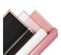 Pderlous 60 Papel de embalaje Floral Rosa Negro Blanco Papel de embalaje para ramo de flores Impermeable con borde dorado