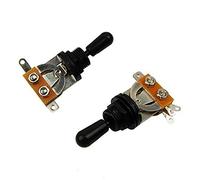 Pderlous Interruptor de palanca métrico de 3 vías para guitarra eléctrica, color plateado y negro (paquete de 2)