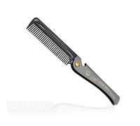 Pderlous - Lote de 1 unidades de serías negras con bolsillo plegable para peinar con forma de PP los dientes de pelo desenredado, barba, peine de metal, mango plegable, peine de bigote