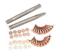 Pderlous Paquete de 20 Remaches y Rebabas de Cobre (14 Mm y 19 Mm) con 2 Herramientas de Remache Perforador para Cinturones, Bolsos, Collares, en