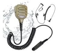 Pdflie Uv9r Accesorios Auriculares IP65 Impermeables Marrón Oscuro Color Radio Altavoz Micrófono Micrófono de Hombro con Auricular de 3.5mm para Baofeng UV 9r Pro Plus V2 Gmrs Xr 9g gt-3wp a58 a58s bf