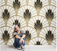 pdghsdkgjh Decoración de pared de tela de seda con efecto artístico 3D, póster geométrico en forma de abanico para sala de estar, dormitorio y pasillo, 150 cm x 105 cm.