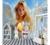 pdghsdkgjh Fotomural azul claro estilo fantasía, Sueños de Ángeles, para sala de estar, dormitorio, habitación infantil - Decoración de pared, 350 cm x 256 cm - Adhesivos - Cuadro sin marco - Póster