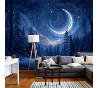 pdghsdkgjh Fotomural Cielo Estrellado Giratorio - Papel pintado Bosque Misterioso Decoración de Pared Cuadro Moderno Papel pintado Azul No Tejido para Sala de Estar Dormitorio Infantil, 250cmx175cm