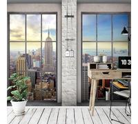 pdghsdkgjh Fotomural para ventana, estilo Nueva York, moderno, no tejido, para sala de estar o dormitorio - Beige Azul, 350cm x 256cm - Adhesivo de pared - Fondo de pared - Cuadro - Póster