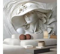 pdghsdkgjh Papel pintado con relieve 3D, foto 3D de mujer con sombrero, ideal para decoración de pared de fondo de TV con diseño moderno, 350 cm x 256 cm.