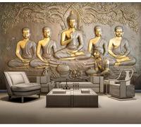 pdghsdkgjh Papel tapiz fotográfico 3D con diseño de Buda dorado, tejido no tejido, para decoración de pared, para sala de estar, dormitorio, oficina, pasillo, cocina, TV, 430 x 300 cm