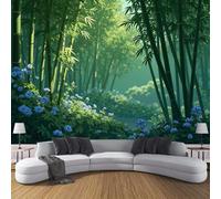 pdghsdkgjh Papel tapiz fotográfico con efecto 3D de sombras de sol sobre hojas de bambú, decoración de pared relajante, verde bosque, para sala de estar, dormitorio, oficina, 430 cm x 300 cm.