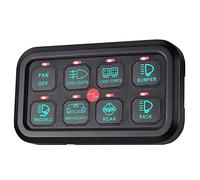 PDHYPRS 8 Gang Switch Panel, 12-24V Electronic Fuse System, For Car Truck Car Offroad UTV SUV Boat, with Harness and Label Sticker(Green)