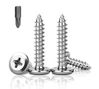 PDKKFF 60 tornillos autorroscantes de cabeza plana M4 x 30 mm, tornillos de cierre Phillips de acero inoxidable 304, tornillos autoperforantes plateados para madera y muebles