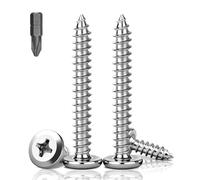PDKKFF 60 tornillos autorroscantes de cabeza plana M4 x 40 mm, tornillos de cierre Phillips de acero inoxidable 304, tornillos autoperforantes plateados para madera y muebles