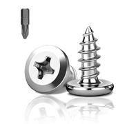 PDKKFF 60 tornillos autorroscantes de cabeza plana M5 x 16 mm, tornillos de cierre Phillips de acero inoxidable 304, tornillos autoperforantes plateados para madera y muebles
