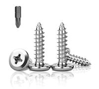 PDKKFF 60 tornillos autorroscantes de cabeza plana M5 x 25 mm, tornillos de cierre Phillips de acero inoxidable 304, tornillos autoperforantes plateados para madera y muebles