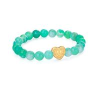 PDOUSELF Pulseras de cuentas con dije de corazón inicial para mujer, hechas a mano, pulsera elástica con inicial para regalo de cumpleaños, pulsera de letras delicadas, Letter-E, Piedra, No es una