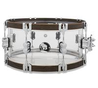 PDP By DW PDP 25 aniversario, 6.5 x 14 acrílico transparente con aros teñidos de nogal (PDLT651425TH)