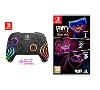 PDP Nintendo Switch Afterglow Wave- Wireless- Black + POPPY PLAYTIME TRIPLE PACK - NINTENDO SWITCH