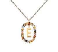 PDPAOLA - Collar con letra E, plata de ley 925, chapado en oro de 18 quilates, joya para mujer