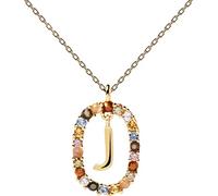 PDPAOLA - Collar con letra J de plata de ley 925 chapado en oro de 18 quilates - Joya para mujer
