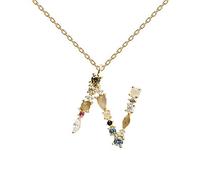 PDPAOLA - Collar Letra N - Plata de Ley 925 Bañada en Oro de 18k - Joyas para Mujer