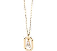 PDPaola Mini Letter A Necklace Collar Letra Cadena con Nombre Oro, Onesize, Plata esterlina, Circonia cúbica