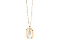 PDPaola Mini Letter F Necklace Halskette Letter Namkette Gold, Onesize, Plata esterlina, Circonia cúbica