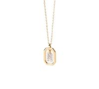 PDPaola Mini Letter R Necklace Halskette Letter Namkette Gold, Onesize, Plata esterlina, Circonia cúbica
