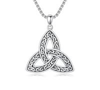 PDTJMTG Collar celta para hombre, plata de ley, collar de nudo celta para hombres y mujeres, talla única, Plata esterlina, No es una piedra preciosa